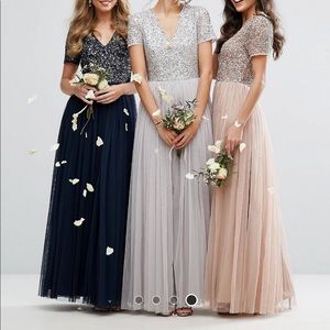 Maya V Neck Tulle Maxi Dress With Sequins